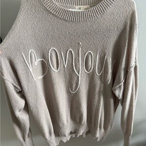 Le Lis Beige 'Bonjour' Sweater